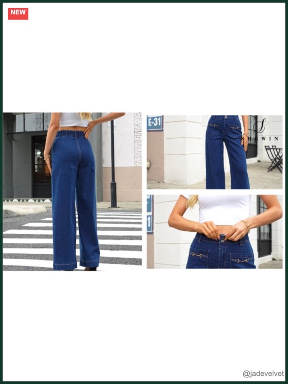 High Waisted Wide Leg Jeans Stretchy Tummy Control Baggy Denim Pants with - Picture 6 of 6